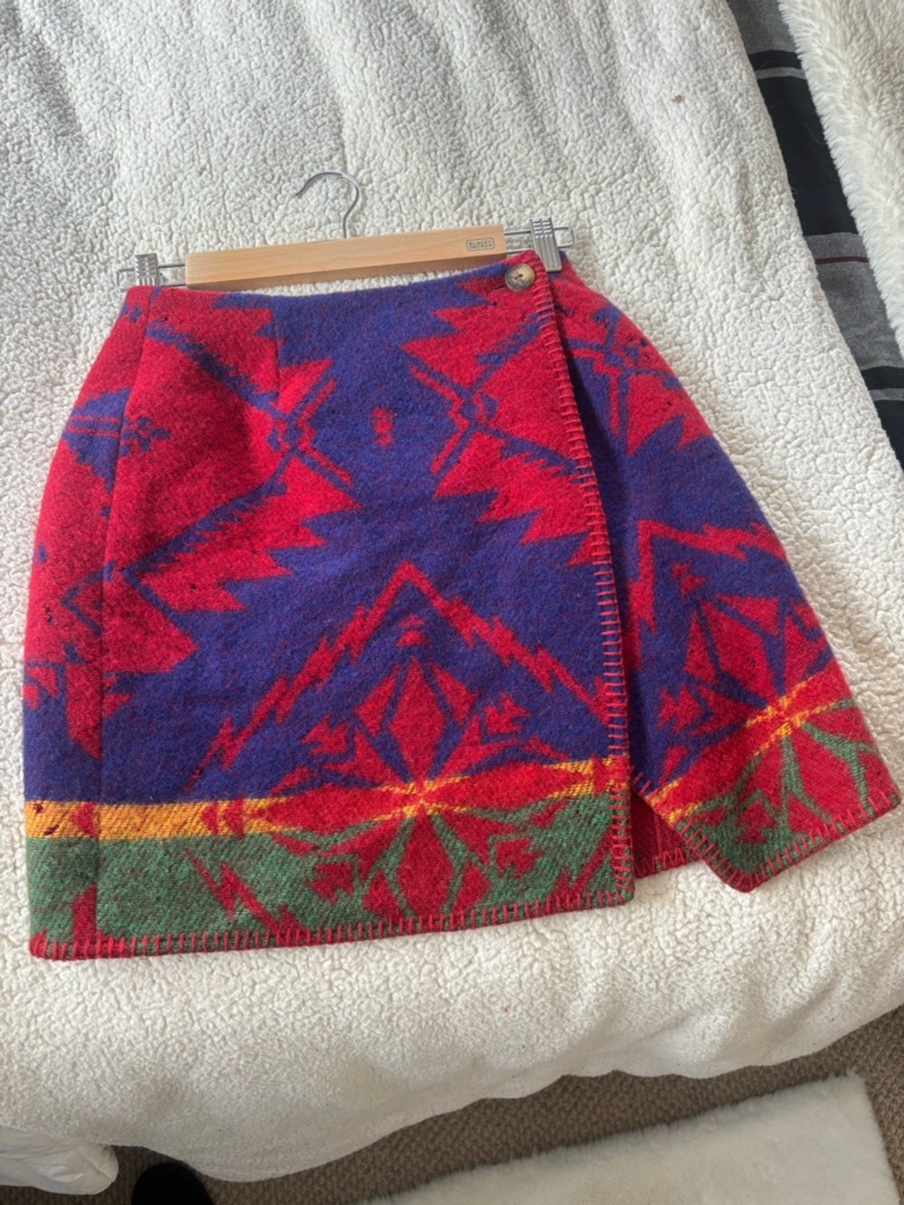 Ralph Lauren Red, Purple & Green Patterned Mini Wrap Skirt